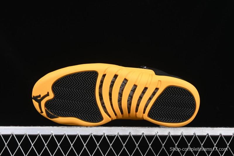 Nike Air Jordan 12 Retro Basketball Shoes in Black and Yellow - 130690-070