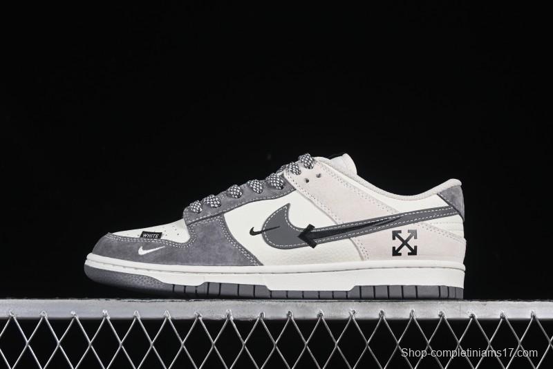 Nike SB Dunk Low OFF-WHITE Collaboration Multi-Color Gray Swoosh Anniversary Customized Low-Top Casual Sneakers - DJ2024-133