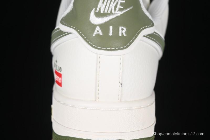 Nike Air Force 1 '07 Low Stone Island x Supreme Collaboration Beige Green Swoosh Low-Top Casual Sneakers - BB1616-301