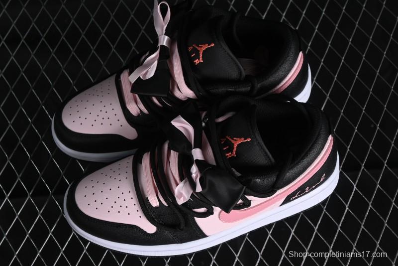 Nike Air Jordan 1 Low AJ1 Retro Basketball Shoes with Black Pink Bow Design - DX4374-008