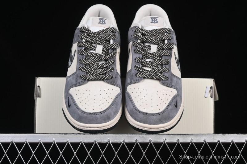Nike SB Dunk Low Anniversary Edition Customized Sneakers with Grey Swoosh Logo - DJ2024-083