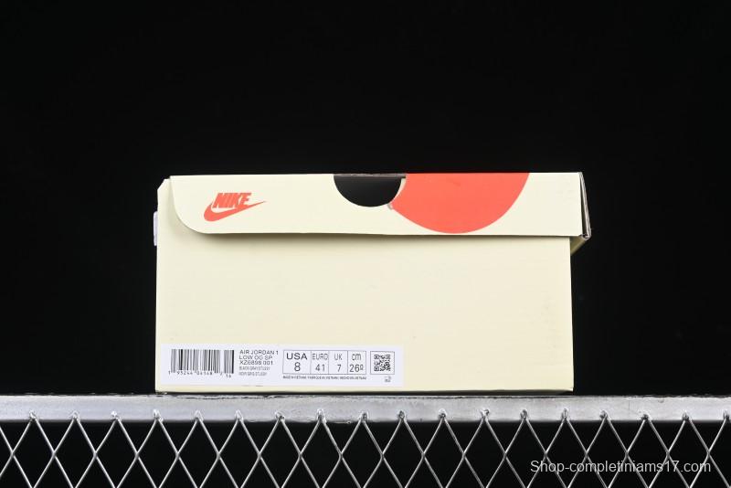 Nike Travis Scott x Fragment Design x Air Jordan 1 Low OG SP AJ1 Retro Sneakers in Summer Cicada Grey - XZ6898-001