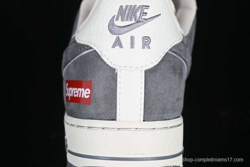 Nike Air Force 1 '07 Low Supreme Collaboration Grey Swoosh Red Tab Low-Top Casual Sneakers - CH6336-510