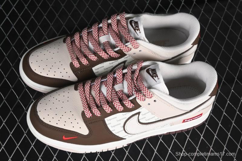 Nike SB Dunk Low Supreme Collaboration Bullet Screen White Check Anniversary High-End Custom Low-Top Casual Skate Shoes - DJ2024-091