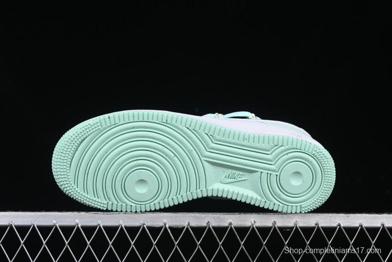 Nike Air Force 1 '07 Low Gold-Inlaid Jade Casual Sneakers with Strap - XV7981-476