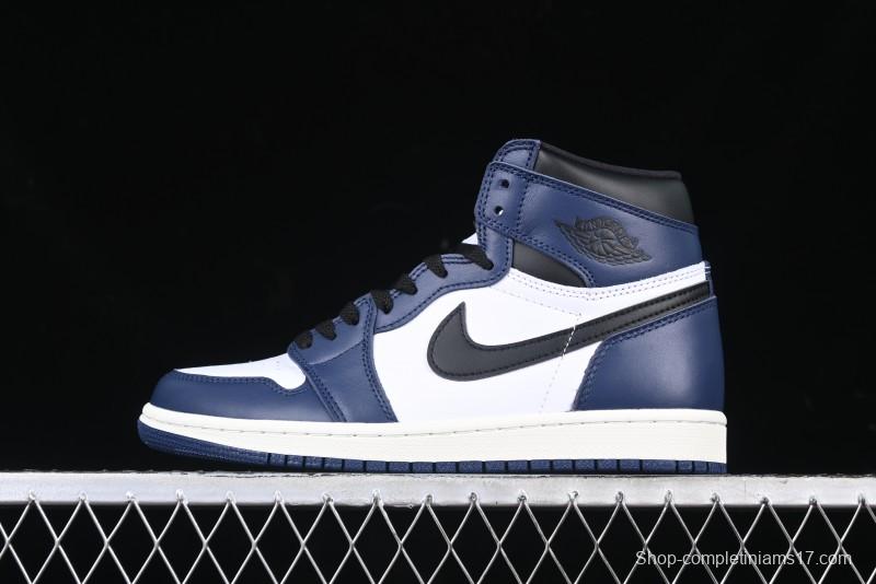 Nike Air Jordan 1 High OG "Midnight Navy" Basketball Shoes with Full Leather Construction - DZ5485-401