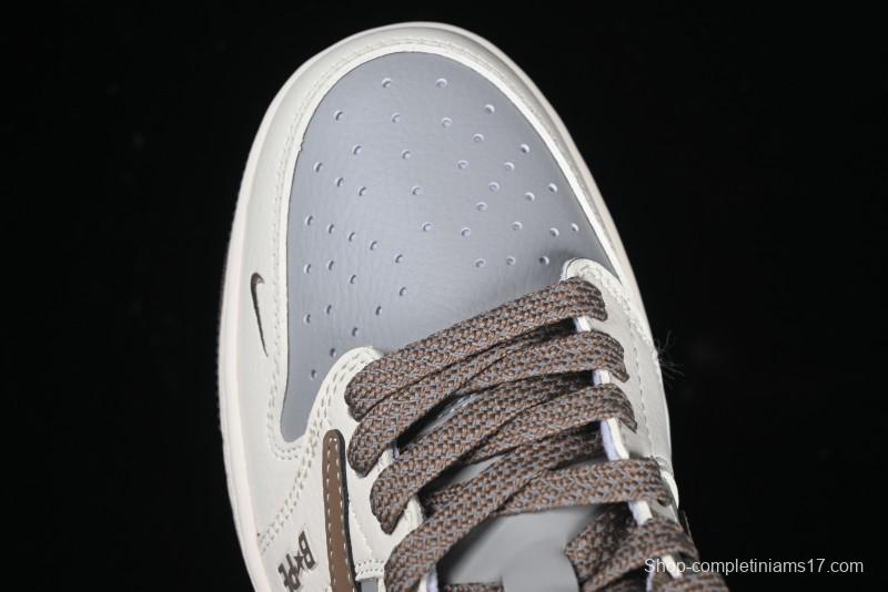 Nike Travis Scott x Fragment Design x Air Jordan 1 Low OG SP AJ1 Bape Collaboration Tea Brown Low-Top Casual Sneakers - BB6511-627