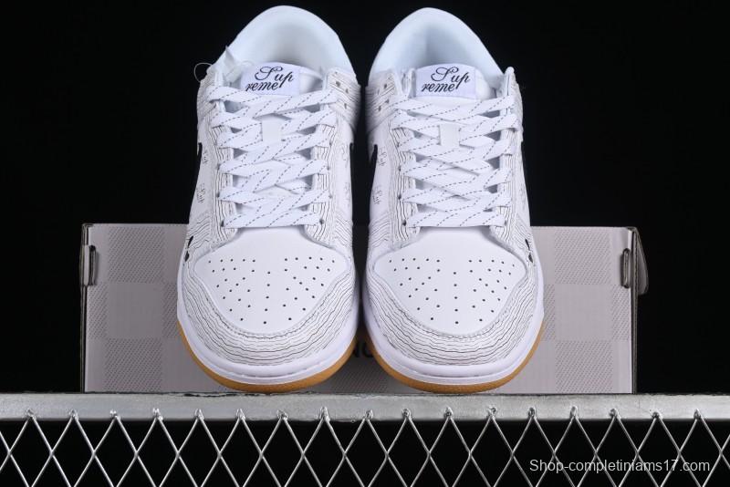 Supreme x Nike Dunk Low SB Casual Skate Shoes with Zoom Air Cushion - XD6188-034