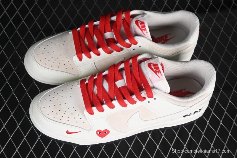 Nike SB Dunk Low Comme des Garcons Play Heart White Anniversary Custom Low-Top Casual Skate Shoes - DJ2024-052