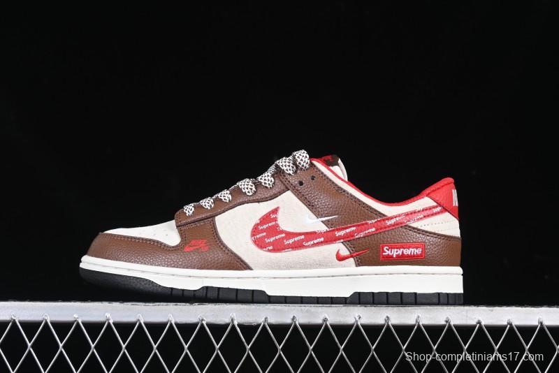 Nike SB Dunk Low Supreme Collaboration Letter Red Hook Anniversary High-End Custom Low-Top Casual Skate Shoes - DJ2024-096