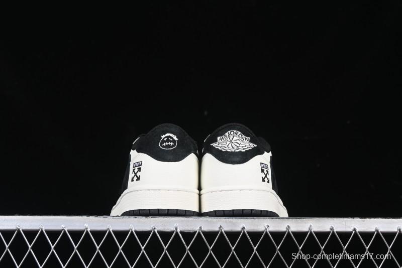 Nike Travis Scott x Fragment Design x Air Jordan 1 Low OG SP AJ1 Off-White Collaboration Casual Sneakers - DM7866-065
