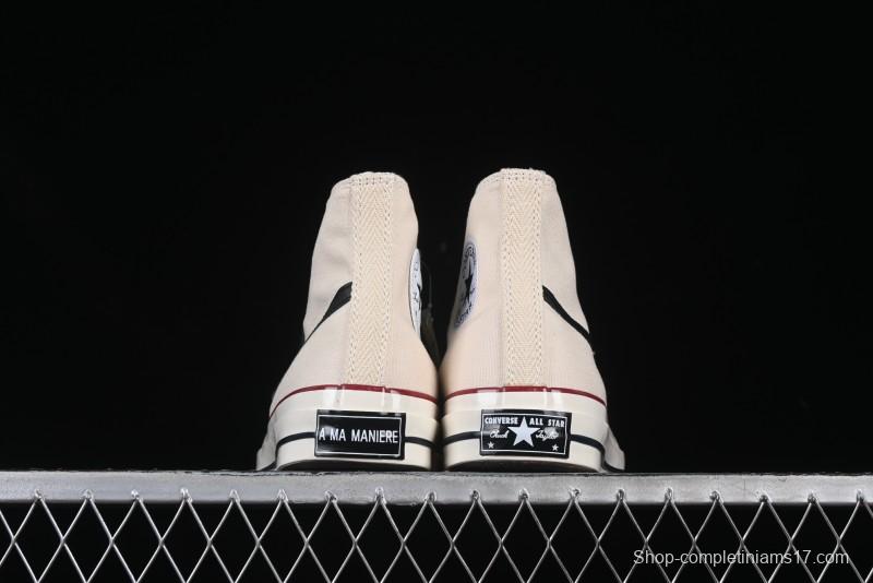 A Ma Maniere x Nike x Converse Chuck 70 High Top Sneakers with Leather and Velvet Swoosh Logo - A13388C