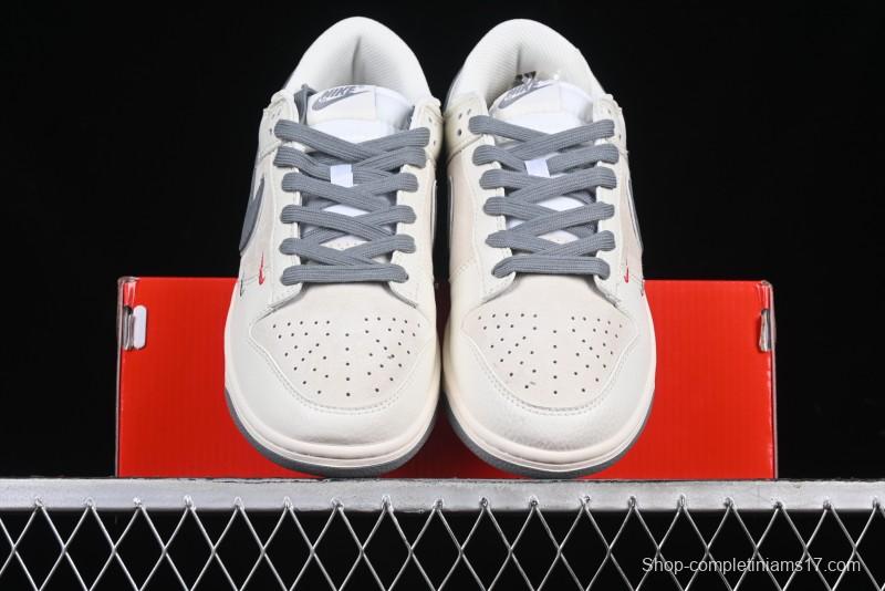 Nike SB Dunk Low Supreme Collaboration Grey Swoosh Double Mini Swoosh Anniversary Custom Low-Top Casual Sneakers - XX2025-688