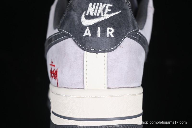 Nike Air Force 1 '07 Low Stussy Collaboration Pig Skin Swoosh Logo Low-Top Casual Sneakers - XS1958-501