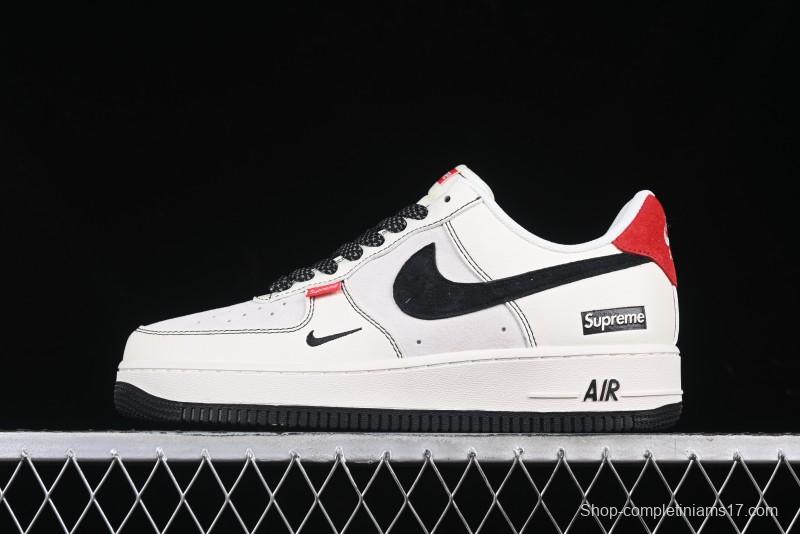 Nike Air Force 1 '07 Low Supreme Collaboration Casual Sneakers in Beige Black Red - BB7518-019
