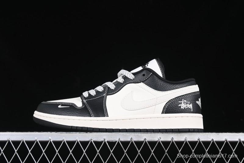Nike Air Jordan 1 Low AJ1 Stussy White Black Leather Retro Basketball Shoes - XX3318-507