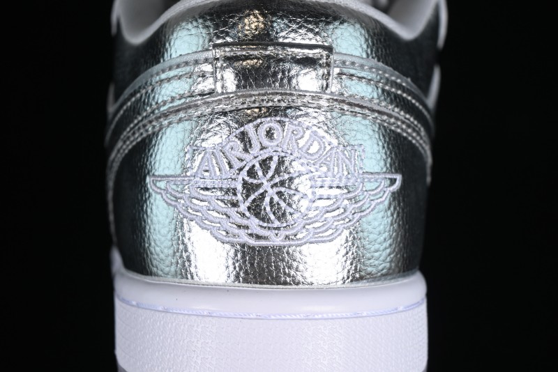 Nike Air Jordan 1 Low "Metallic Silver" Casual Sneakers with Metallic Finish - FN5030-001