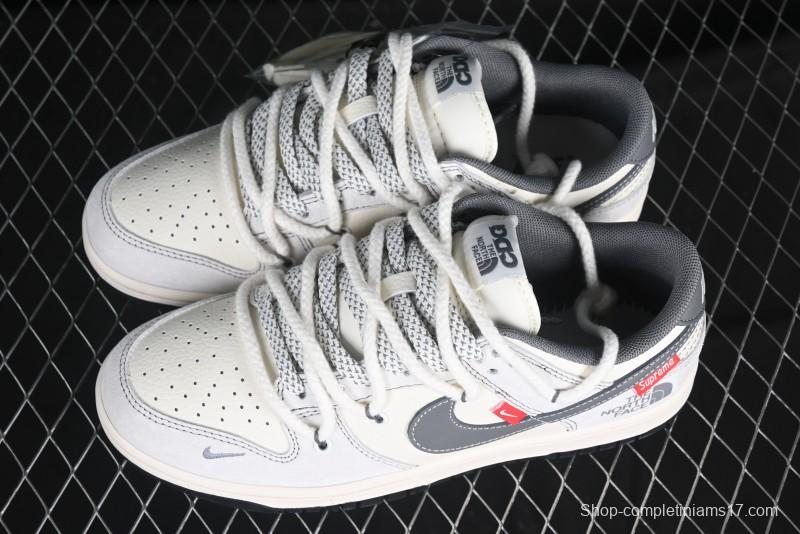 Nike SB Dunk Low The North Face x Supreme Collaboration Light Gray Hook Anniversary Custom Low-Top Casual Skate Shoes - YX5066-230