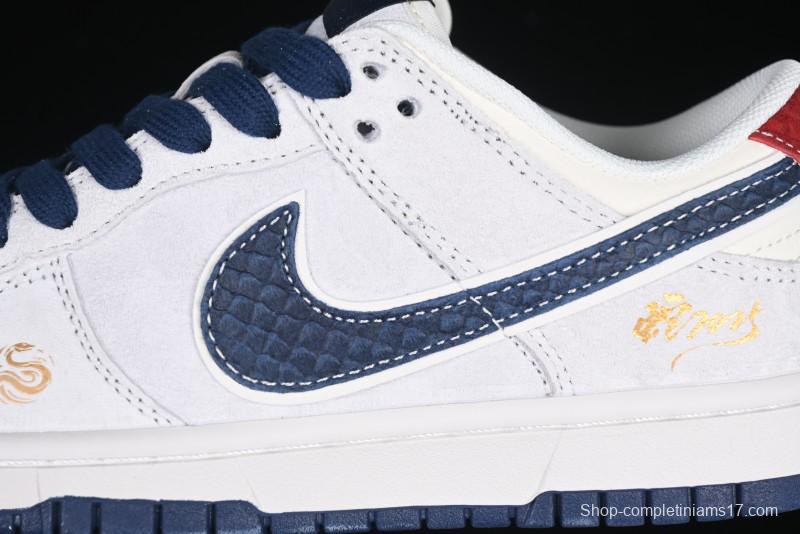 Nike SB Dunk Low Year of the Snake Limited Edition Blue Snake Swoosh Anniversary Custom Low-Top Casual Sneakers - XX3168-112