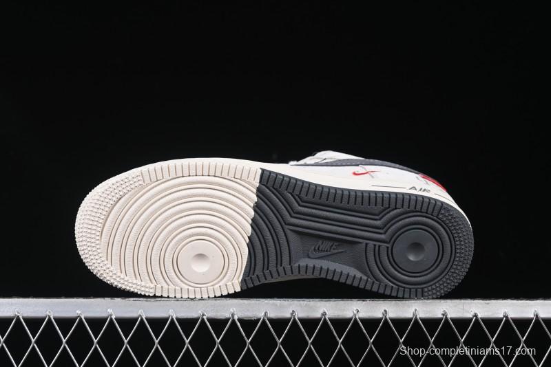 Nike Air Force 1 '07 Low Champion Collaboration Dual-Tone Grey Swoosh Triple Mini Swoosh Low-Top Casual Sneakers - SJ6698-022