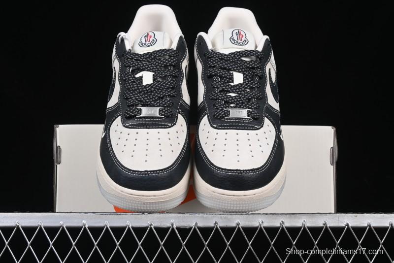 Nike Air Force 1 '07 Low Moncler Collaboration - Black Lychee Grain Pigskin Low-Top Casual Sneakers - CH6336-514
