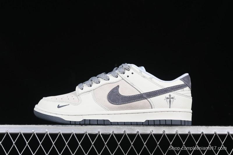 Nike SB Dunk Low Chrome Hearts Collaboration Cross Print Grey Swoosh Anniversary Custom Low-Top Casual Sneakers - DJ2024-064