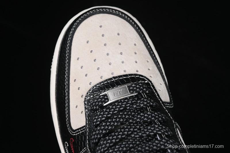 Nike Air Force 1 '07 Low Stussy Collaboration Year of the Snake Limited Edition Black Snake Dual-Color Casual Sneakers - HH7518-034