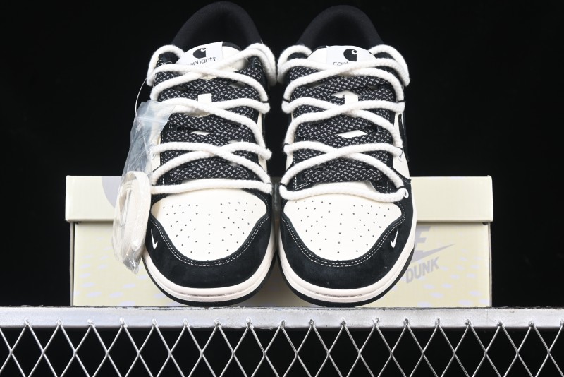 Nike SB Dunk Low Carhartt x Supreme Collaboration - Strap Black Hook Anniversary High-End Custom Low-Top Casual Skate Shoes - YX5066-237