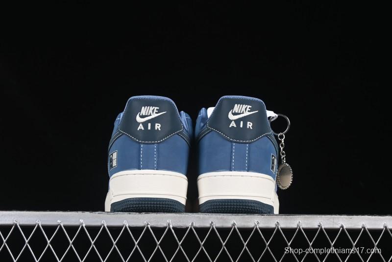 Nike Air Force 1 '07 Low Collaboration White Blue Ghost Face Casual Sneakers with Strap - KK1988-068