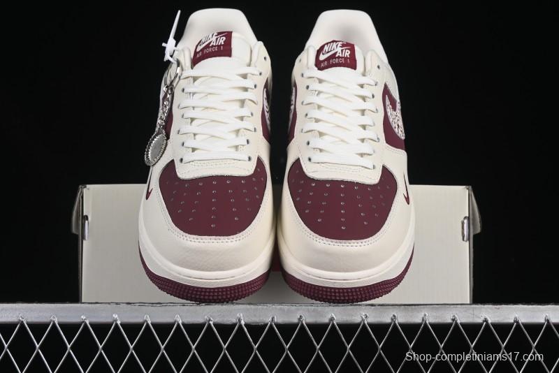 Nike Air Force 1'07 Low Supreme Collaboration Rice Wine Red Casual Sneakers - KK1988-070