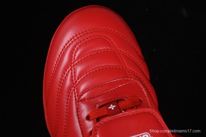 Louis Vuitton Footprint Soccer Low-Top Lifestyle Sneakers Round Toe Lace-Up Casual Shoes Red - AJF6