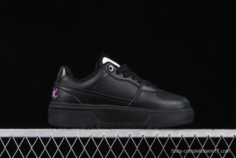 NY Yankees Black Leather Sneakers with Bold Pink Logo