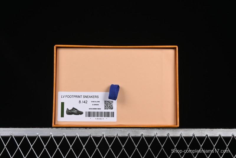 Louis Vuitton Footprint Soccer 2025 Spring Summer Collection Round Toe Lace-Up Low Top Lifestyle Casual Shoes - D.GREEN