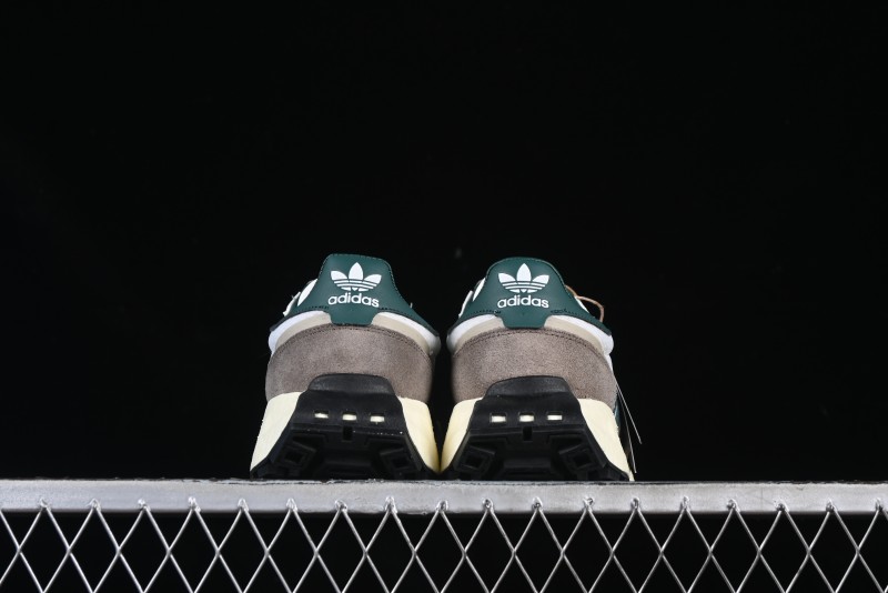 Adidas Retro-Inspired Sneakers - White, Grey & Green with Boost Sole