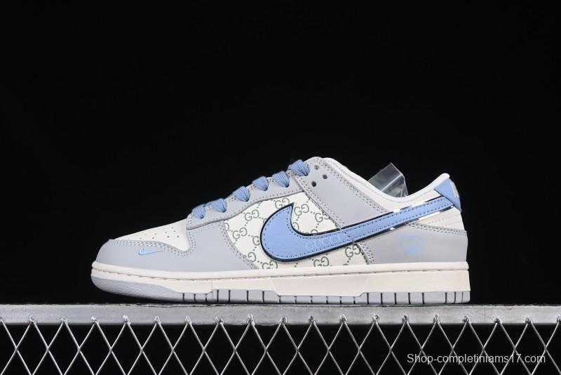 Nike Dunk Low x Gucci Collaboration – Premium Gray & Blue Edition