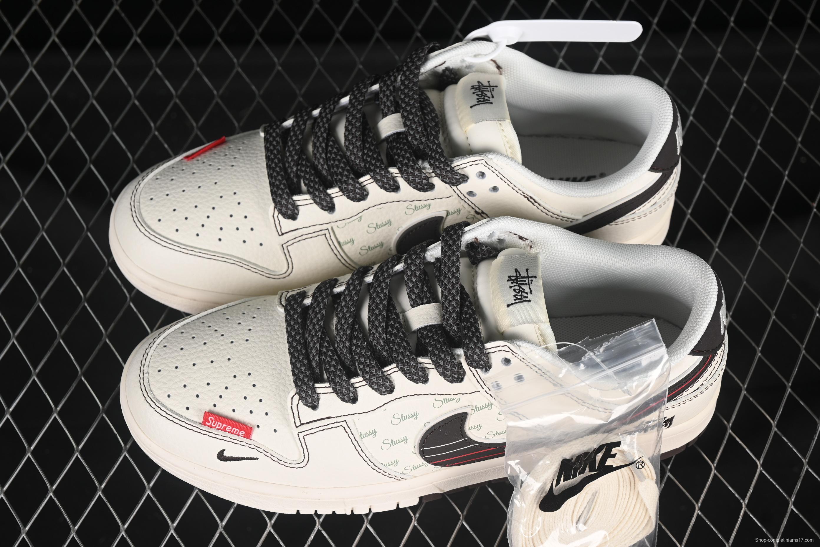 Nike SB Dunk Low Stussy Collaboration Double Red Line Anniversary Custom Low-Top Skate Shoes - XS6089-536