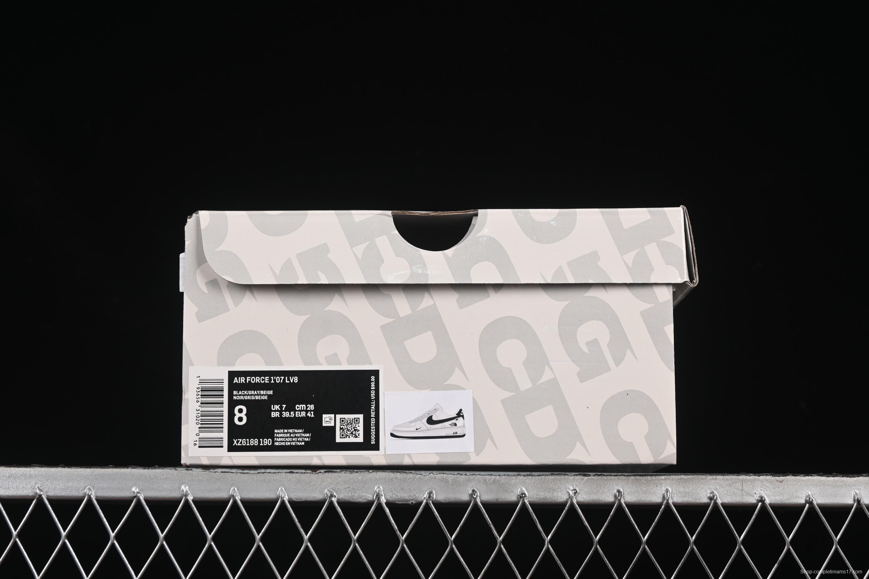 Nike Air Force 1 '07 Low The North Face Collaboration Beige Black Swoosh Casual Sneakers - XZ6188-190