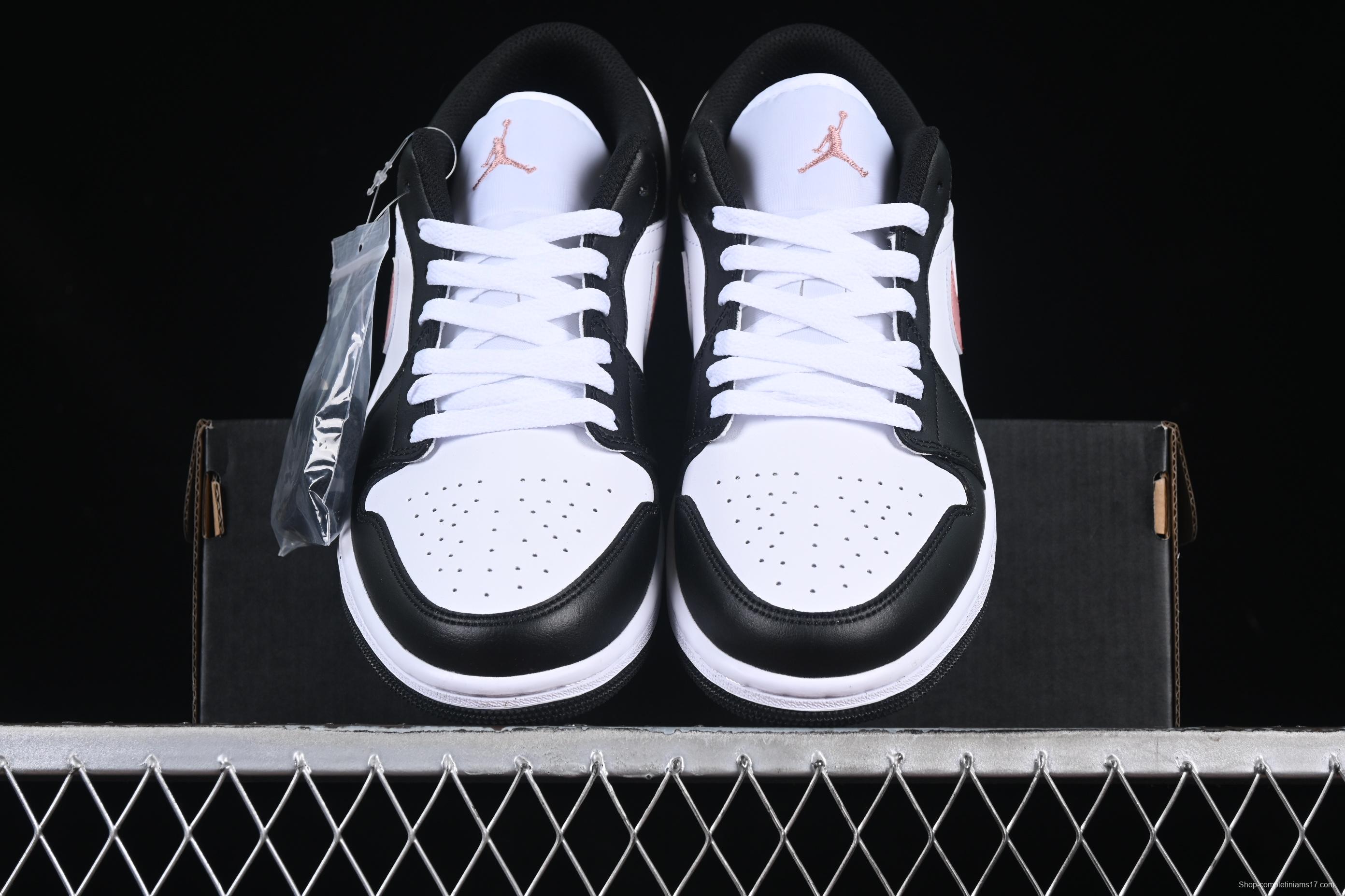 Nike Air Jordan 1 Low AJ1 Casual Sneakers in Black White Pink - 553558-165