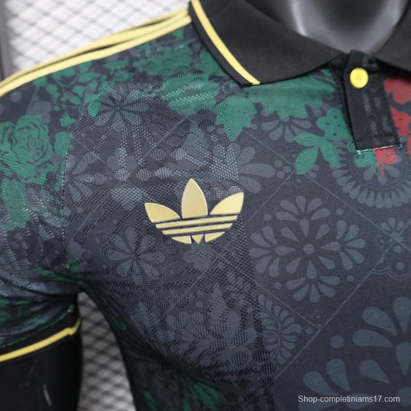 Player Version 2025 Mexico Black with Floral Pattern Design Jersey