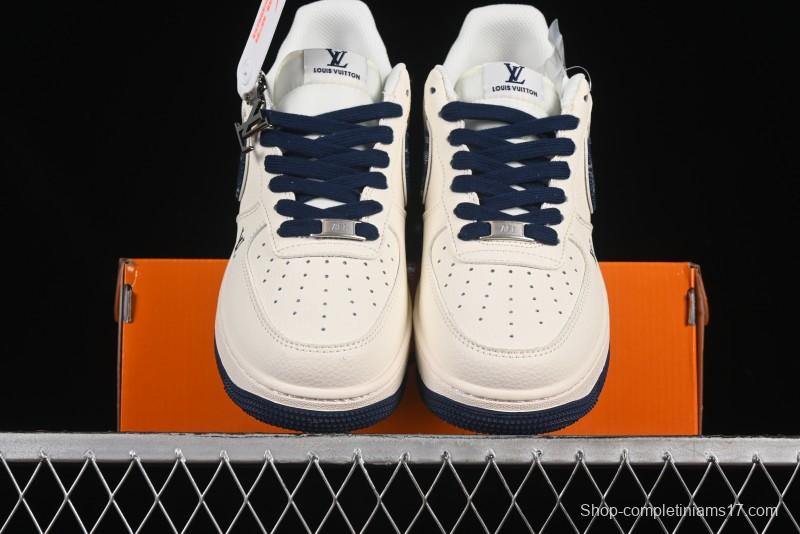Nike Air Force 1'07 Low LV Collaboration Blue Denim Swoosh Casual Sneakers - XX3168-128