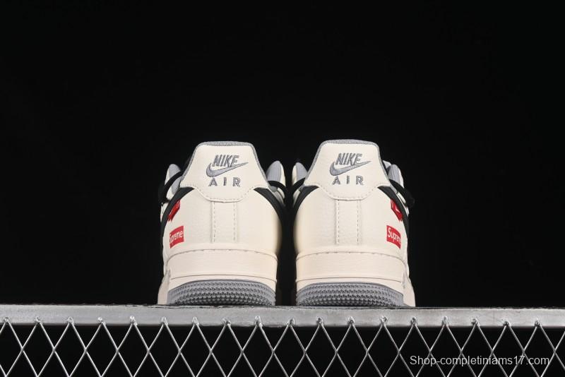 Nike Air Force 1 '07 Low Supreme Collaboration Dual-Tone Grey Black Drawstring Casual Sneakers - DM6868-069