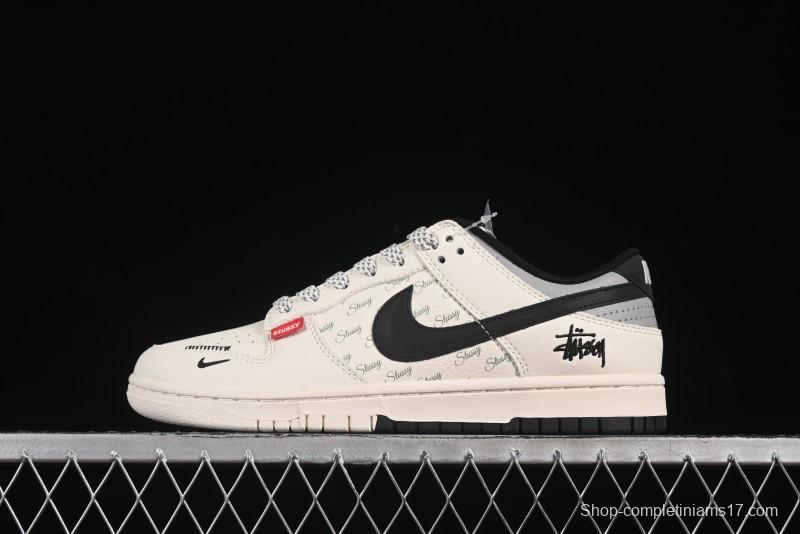 Nike SB Dunk Low Stussy Collaboration 3D Black Swoosh Anniversary Custom Low-Top Casual Skate Shoes - XS6089-537
