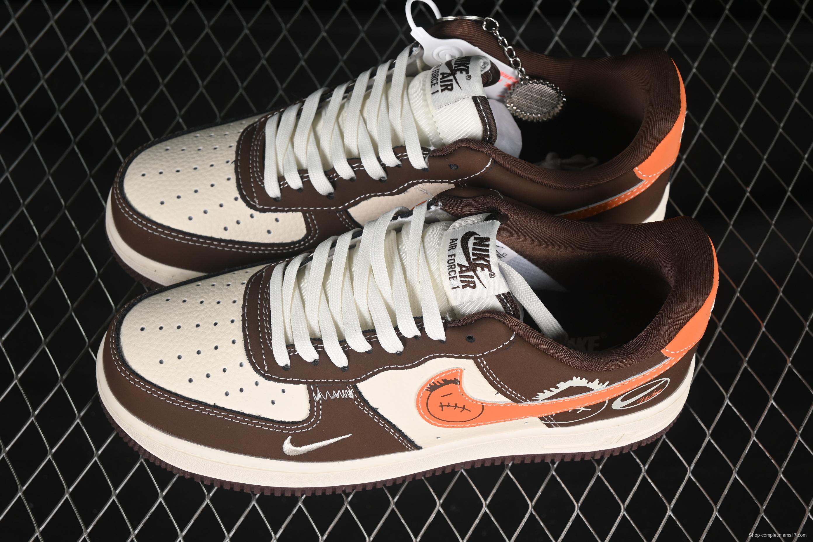 Nike Air Force 1 '07 Low Collaboration Dark Brown Swoosh Casual Sneakers - KK1988-080