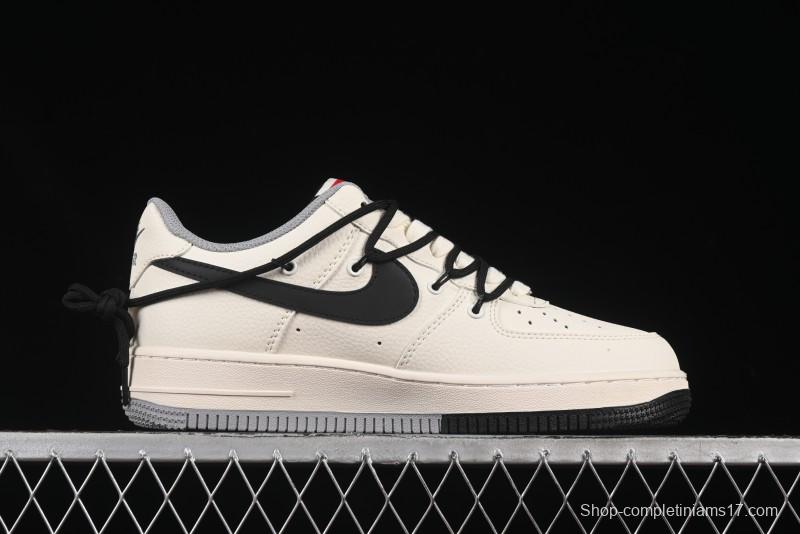 Nike Air Force 1 '07 Low Supreme Collaboration Dual-Tone Grey Black Drawstring Casual Sneakers - DM6868-069