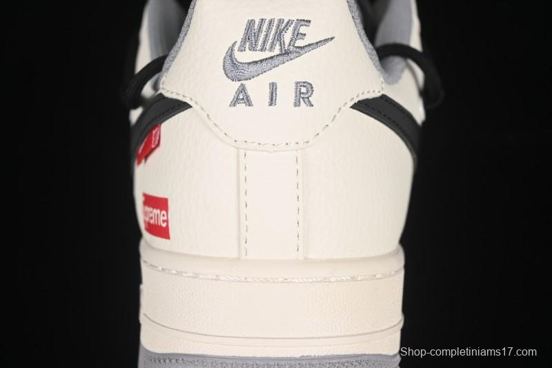 Nike Air Force 1 '07 Low Supreme Collaboration Dual-Tone Grey Black Drawstring Casual Sneakers - DM6868-069