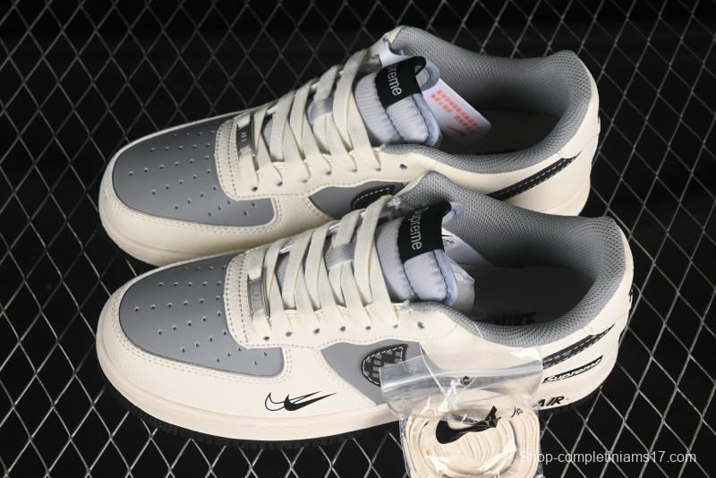 Nike Air Force 1 '07 Low Supreme Collaboration Beige Gray Building Blocks Casual Sneakers - XS1958-568