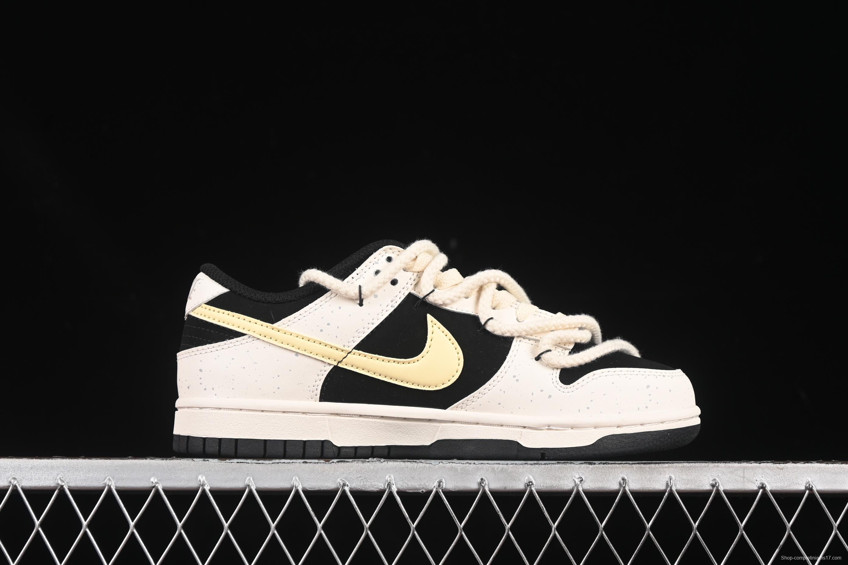 Nike Dunk Low Retro Casual Sneakers with Panda Cheesy Colorway and Splatter Effect - DD1391-100