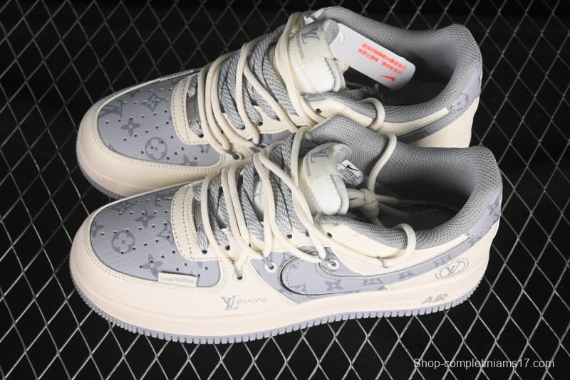 Nike Air Force 1'07 Low LV Collaboration Grey Print Drawstring Casual Sneakers - DM6868-062