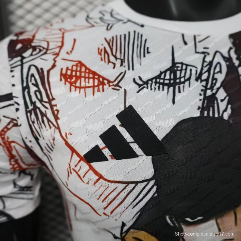 Player Version 2025 Japan White with One Piece Roronoa Zoro Character Jersey