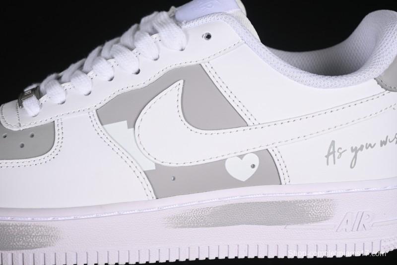 Nike Air Force 1 '07 Low Custom Official Hot Style 2D Theme White Gray Spray Paint Casual Sneakers - CW2288-111